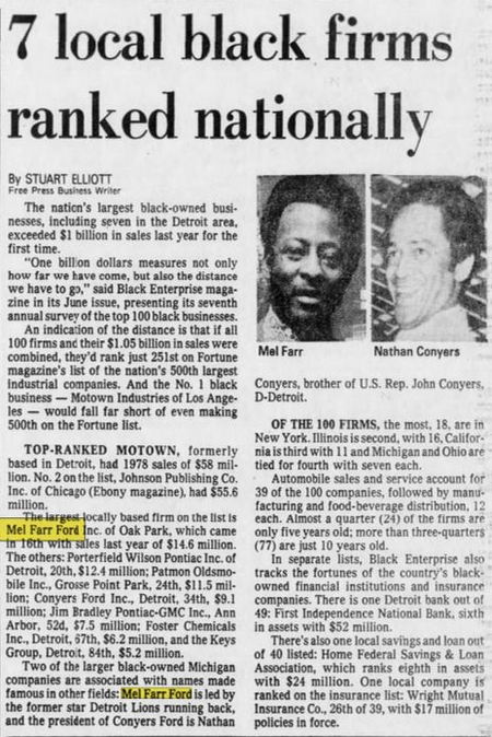 Mel Farr Ford (Northland Ford) - May 1979 Article Top-Ranked Dealer In Earnings